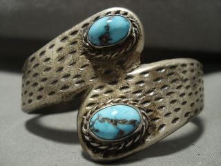 Heavy And Thick Vintage Navajo Bisbee Turquoise Silver Bracelet Old