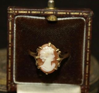 Vintage 9ct Gold Cameo Ring Uk Size R 1/2 Claw Set Hallmarked 3g