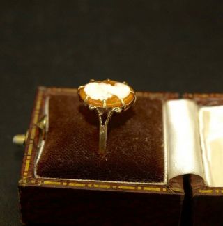 Vintage 9ct Gold Cameo Ring UK Size R 1/2 Claw Set Hallmarked 3g 3