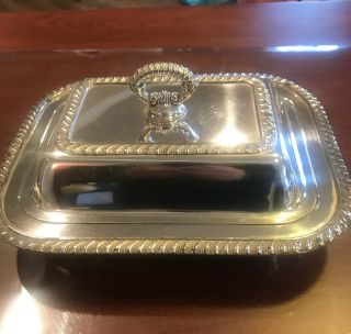 Vintage Fb Rogers Silver On Copper Rectangular Serving Dish With Lid 7313