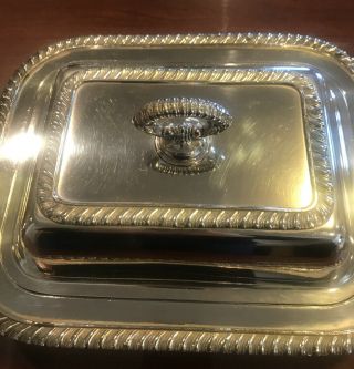Vintage FB Rogers Silver on Copper Rectangular Serving Dish with Lid 7313 2
