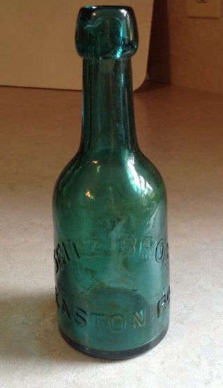 Seitz Bros.  Easton,  Pa.  Emerald Green Blob Top Porter Embossed Bottle Vintage