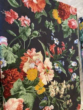 Two Vintage Ralph Lauren Allison Black Floral Twin Flat Sheets
