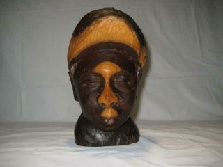 Vintage Signed Wood Carving Of A Jamaican Boy Carving By T.  Coleman