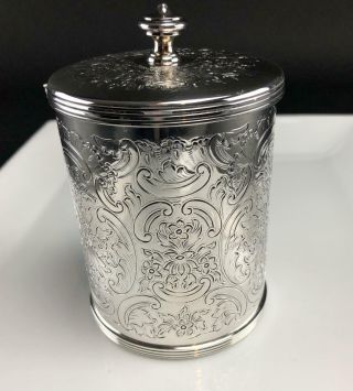 Vintage Silver On Copper Barker Ellis Small Lidded Tea Caddy Canister Barrel Jar