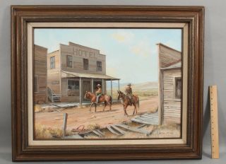 Gordon G Pond Arizona American Western Horse & Cowboy,  Ghost Town Oil Painting