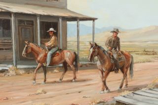 GORDON G POND Arizona American Western Horse & Cowboy,  Ghost Town Oil Painting 3