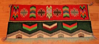 Vtg Navajo Germantown Blanket Ca.  1910 - 1920 15 " X 35 " Saddle Throw Rug