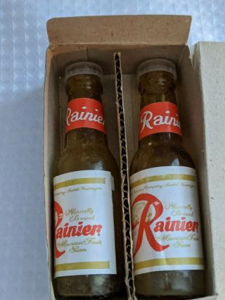 Vintage Rainier Beer Mini Bottle Salt & Pepper Shakers