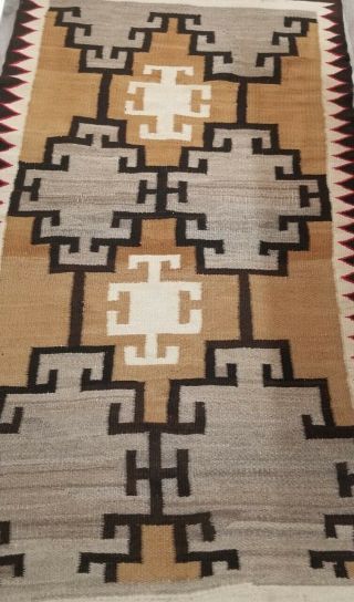 Authentic Navajo Hand Woven Rug - Crystal Style - Jb Moore Ca.  1910 - 1920,  68 " X 36 "