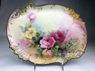 A Vintage French Hand Painted Porcelain Shaped Tray Limoge