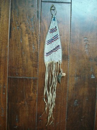 Plains Indian Fringed And Beaded Hide Drop Circa 1860 