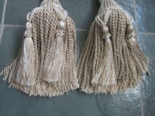 Vintage Set Of 2 Large Braided Rope Tassels Drapery Curtain Tie Backs 29.  5