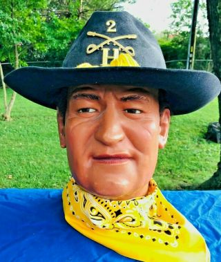 John Wayne " The Duke " Actual Wax Head Bust In Civil War Hat Glass Eyes & Hair