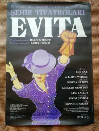 Vintage Evita The Musical Poster - Istanbul,  Turkey