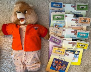 Vintage Teddy Ruxpin 1985 With 9 Books & Tapes.  Mouth,  Eyes And Voice Work