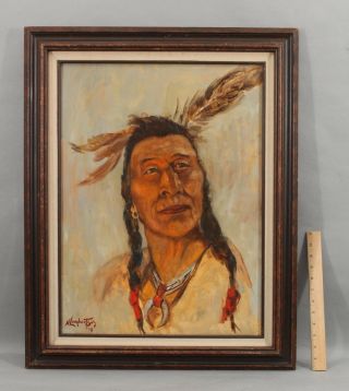 Ned Lambertson American Western Ute Native American Indian Portrait Oil Painting