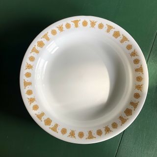 Vintage Corelle Corning Pyrex Gold Butterfly 7 Flat Rim Soup Pasta Bowls