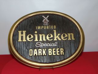 Vintage Imported Heineken Special Dark Beer Advertising Wall Sign 1980 