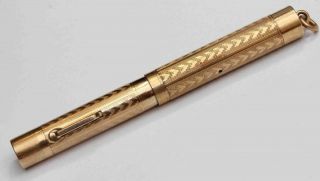 1920s Vintage Art Deco Wahl Gold Overlay Fountain Pen W/ 14k Gold Flexible Nib