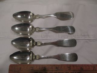 Hall & Elton Geneva Ny Wallingford Ct Coin Silver Spoons Set 4 C1850s Teaspoons