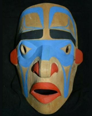 Vintage Northwest Coast Mask Tlingit Salish Portrait Alder Mask Native American