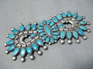 MOST UNIQUE VINTAGE NAVAJO VICTOR MOSES BEGAY TURQUOISE STERLING SILVER PIN 2