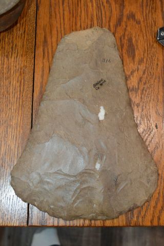 Huge Mississippian Flared Dover Chert Spade Blount Co,  Tennessee 11.  25 X 8.  25