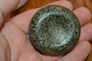 Fine Green & Black Speckled Granite Jersey Bluff discoidal Dunklin Co,  MO 2 x 1 2
