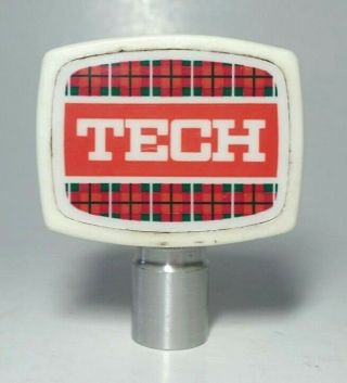 Vtg Iron City Brewery Tech Beer Pull Tap Handle Knob Pittsburgh Plaid Design