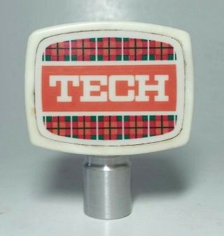 Vtg Iron City Brewery Tech Beer Pull Tap Handle Knob Pittsburgh Plaid Design 2