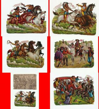 1880s Set Of 6 Die Cut Buffalo Bill Wild West Show Trade Cards 170