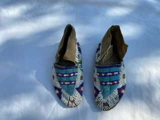 Native American Sioux Indian Infant Moccasins Fully Beaded 1800s Vintage
