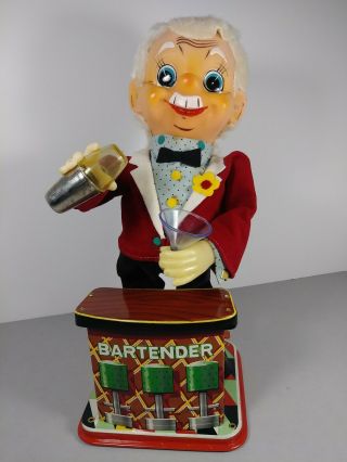 Vintage Rosko Mcgregor Battery Operated Bartender Tin Litho Japan Toy W/ Box