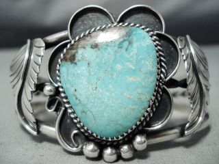 Rare Blue Diamond Turquoise Vintage Navajo Sterling Silver Bracelet