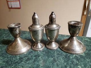 Duchin Creation Weighted Sterling Silver Candlesticks Salt Pepper Shaker Pairs