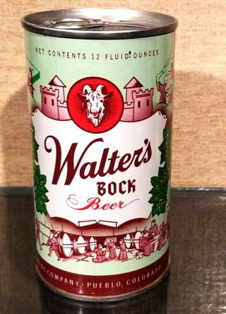1969 Minty Walters Bock Pull Tab Beer Can Bottom Open Colorado