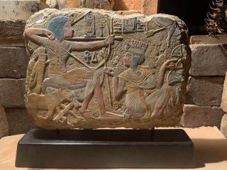 Egyptian Art / Relief Sculpture - Tutankhamun / Tutankhamen & His Queen 18th Dyn