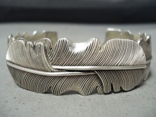 Extremely Detailed Vintage Navajo Sterling Silver Feather Bracelet