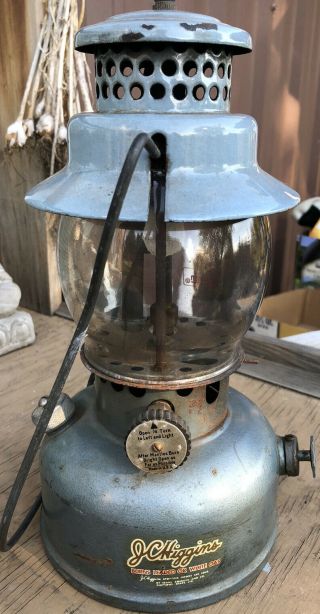 Vintage Jc Higgins Sears Single Mantle Lantern Coleman Pryrex Globe