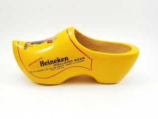 Vintage Imported Heineken Holland Beer Dutch Wooden Clog Shoe Yellow.  Holland