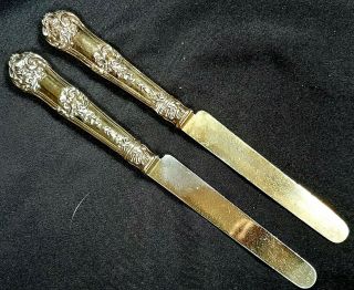 Antique French Silver Gilt Rococo Dinner Knives Paris C1880
