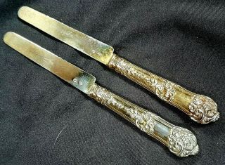 Antique French Silver Gilt Rococo Dinner Knives Paris c1880 2