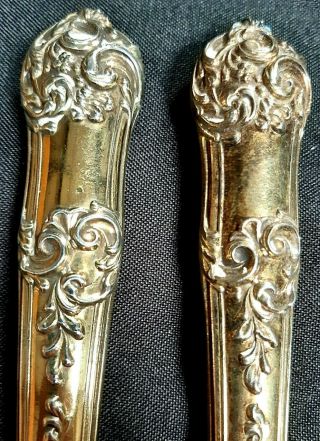 Antique French Silver Gilt Rococo Dinner Knives Paris c1880 3
