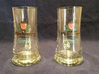 Set Of 2 German Plochinger Waldhornbrau Beer Glass Mug Stein 0.  2 L