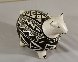 Southwest Native American Acoma Pueblo Pottery Hand Made Sheep By Jessie Garcia