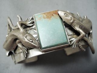 Spectacular San Felipe Native American 8 Turquoise Sterling Silver Bracelet