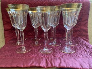 Vintage Antique Gold Rimmed Wine Glasses,  Set Of 11.