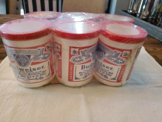 Vintage Pack Of 6 Budweiser Styrofoam Can Coolers Koozies