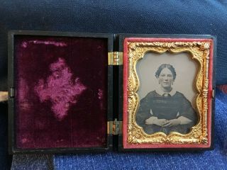 Antique Civil War Era Ambrotype In Thermoplastic Case W Portrait